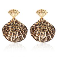 Exaggerated Leopard Print Shell-shaped Earrings sku image 9