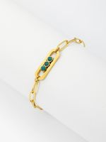 2022 New Style Copper Plating 18k Gold Natural Stone Thick Chain Bracelet main image 2