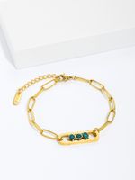 2022 New Style Copper Plating 18k Gold Natural Stone Thick Chain Bracelet main image 4