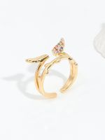 2022 New Fashion Angel Wings Plating 18k Gold Copper Ring main image 1