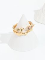 2022 New Fashion Angel Wings Plating 18k Gold Copper Ring main image 3