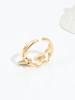 2022 New Fashion Angel Wings Plating 18k Gold Copper Ring main image 4