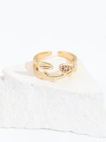 2022 New Fashion Angel Wings Plating 18k Gold Copper Ring main image 5