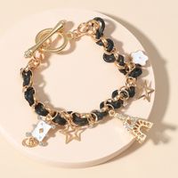 Fashion Handmade Woven Dripping Oil Playing Card Tower Pendant Bracelet sku image 2