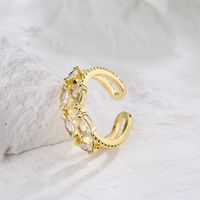 Mode Kupfer Überzogene 18k Gold Micro Intarsien Zirkon Geometrische Offenen Ring main image 5