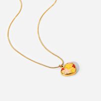 Fashion Colorful Oil Flower Heart Pendant Women Stainless Steel Necklace main image 5