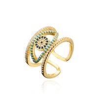 Fashion Copper Plated Real Gold Micro Inlaid Zircon Hollow Devil Eye Open Ring main image 5