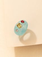 Fashion Retro Colored Heart Shaped Zircon Acrylic-based Resin Ring main image 5