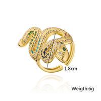 Fashion Copper Gold-plated Micro Inlaid Zircon Snake-shaped Geometric Open Ring main image 4