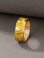 Fashion Irregular Geometric Drip Finger Ring Simple Alloy Yellow Smiley main image 5