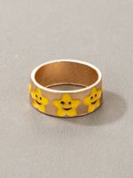 Fashion Irregular Geometric Drip Finger Ring Simple Alloy Yellow Smiley main image 6