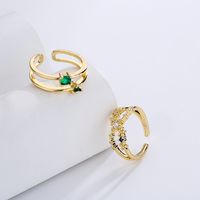 Fashion Simple Hand Jewelry Copper-plated Real Gold Zircon Geometric Open Ring Copper main image 1