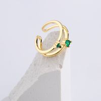 Fashion Simple Hand Jewelry Copper-plated Real Gold Zircon Geometric Open Ring Copper main image 2