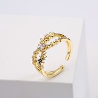 Fashion Simple Hand Jewelry Copper-plated Real Gold Zircon Geometric Open Ring Copper main image 3