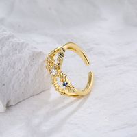 Fashion Simple Hand Jewelry Copper-plated Real Gold Zircon Geometric Open Ring Copper main image 4
