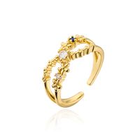 Fashion Simple Hand Jewelry Copper-plated Real Gold Zircon Geometric Open Ring Copper sku image 1
