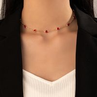 Nueva Joyería De Moda Simple Collar De Una Sola Capa De Aleación De Diamantes De Imitación Verde sku image 8