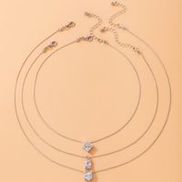 Simple Transparent Invisible Fish Line Zircon Necklace Diamond-studded Clavicle Chain Female sku image 35