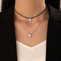 Simple Transparent Invisible Fish Line Zircon Necklace Diamond-studded Clavicle Chain Female sku image 34