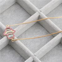 Fashion Jewelry Micro-set Zircon Devil's Eye Palm Hanging Necklace Copper Wholesale Nihaojewelry sku image 5