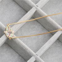Fashion Jewelry Micro-set Zircon Devil's Eye Palm Hanging Necklace Copper Wholesale Nihaojewelry sku image 2