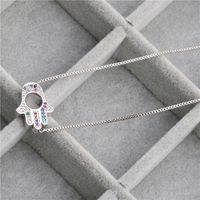 Fashion Jewelry Micro-set Zircon Devil's Eye Palm Hanging Necklace Copper Wholesale Nihaojewelry sku image 4