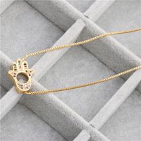 Fashion Jewelry Micro-set Zircon Devil's Eye Palm Hanging Necklace Copper Wholesale Nihaojewelry sku image 3