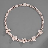 New Butterfly Accessories Cuban Chain 15mm Geometric Hip Hop Bracelet Anklet Necklace sku image 2