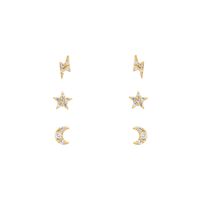 Simple Style Star Moon Lightning Earrings Copper Earrings sku image 4