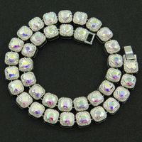 European And American Men's Exaggerated Full Diamond Peach Heart Diamond Cuban Chain Necklace Bracelet sku image 24