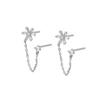 S925 Silver Needle Simple Inlaid Zircon Flower Earrings sku image 2