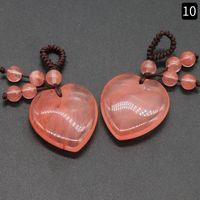 Agate Crystal Semi-precious Stones Love Woven Pendant Heart-shaped Keychain Natural Stone Peach Heart Pendant sku image 10