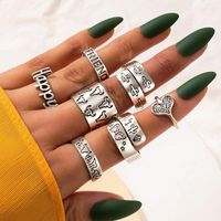 Simple Hip-hop Jewelry Letter Love Ring Five-piece Retro Geometric Ring Set sku image 2