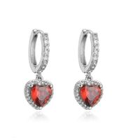 Fashion Zircon Micro-inlaid Peach Heart Earrings European And American Style Copper Jewelry sku image 11