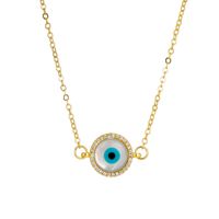 Fashion Natural Mother-of-pearl Pendant Devil's Eye Zircon Copper Necklace sku image 4