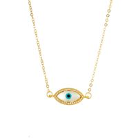 Fashion Natural Mother-of-pearl Pendant Devil's Eye Zircon Copper Necklace sku image 5