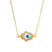 Fashion Natural Mother-of-pearl Pendant Devil's Eye Zircon Copper Necklace sku image 3