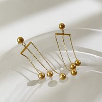 Vintage 18k Real Gold Electroplated Stainless Steel Ball Tassel Earring sku image 1