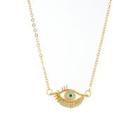 Fashion Natural Mother-of-pearl Pendant Devil's Eye Zircon Copper Necklace sku image 2