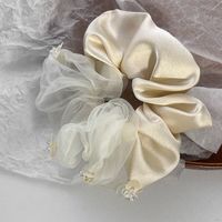 Korean Black Satin Sequins Pearl Hair Scrunchies sku image 2