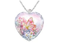Creative Heart-shaped Petunia Blue Butterfly Pendant Necklace sku image 2