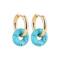 Fashionable New Stainless Steel Earrings Natural Stone sku image 2
