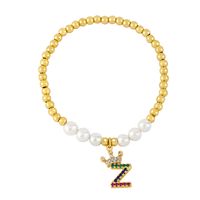 26 Lettres Anglaises Bracelet Mode Perles De Cuivre Perle Bracelet Élastique sku image 29