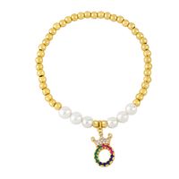 26 English Letter Bracelet Fashion Copper Beads Pearl Elastic Bracelet sku image 18