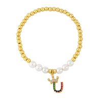 26 English Letter Bracelet Fashion Copper Beads Pearl Elastic Bracelet sku image 24