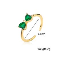 Fashion Simple Copper Electroplating Real Gold Micro Inlaid Zircon Bow Open Ring main image 5
