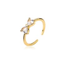 Fashion Simple Copper Electroplating Real Gold Micro Inlaid Zircon Bow Open Ring main image 6
