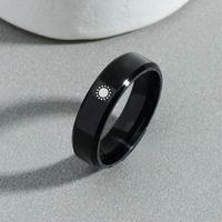 Men's Fashion Sun Pattern Black Stainless Steel Ring sku image 1