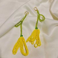 Fashion Simple Handmade Crystal String Beads Flower Long Earrings sku image 1