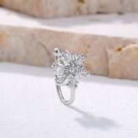 Fashion New Christmas Micro-inlaid Flower Zircon Perforation-free Piercing Transparent Snowflake Copper Nose Ring main image 3